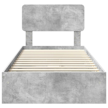 Storage Bed Concrete Grey 70 x 190 cm Engineered Wood