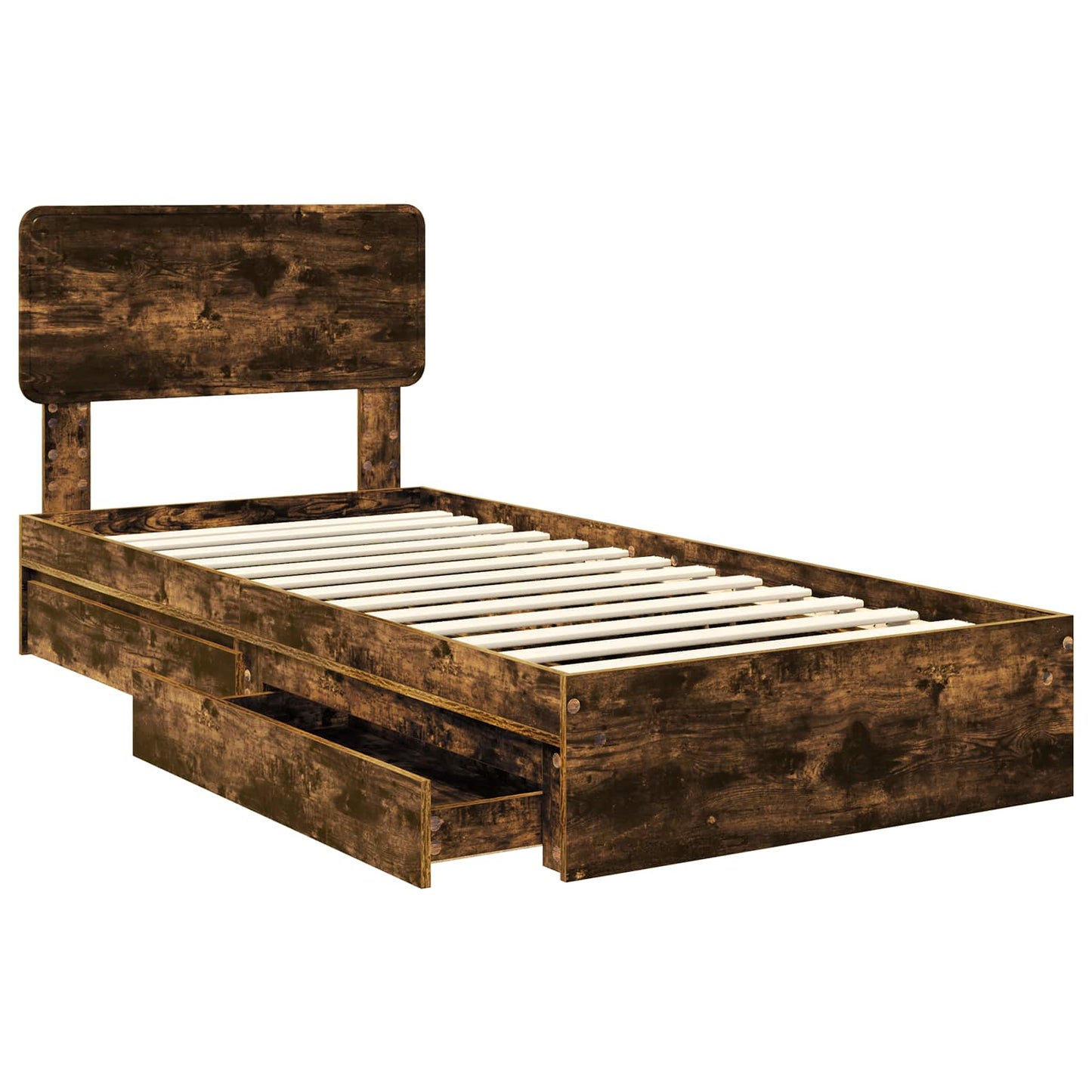 Storage Bed with Drawer Smoked Oak 75 x 190 cm Engineered Wood