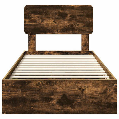 Storage Bed with Drawer Smoked Oak 75 x 190 cm Engineered Wood