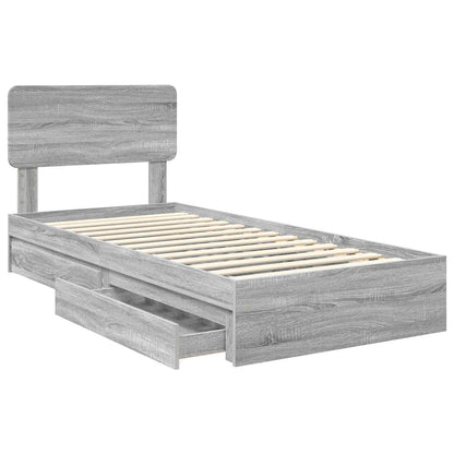 Storage Bed with Drawer Grey Sonoma 75 x 190 cm Engineered Wood