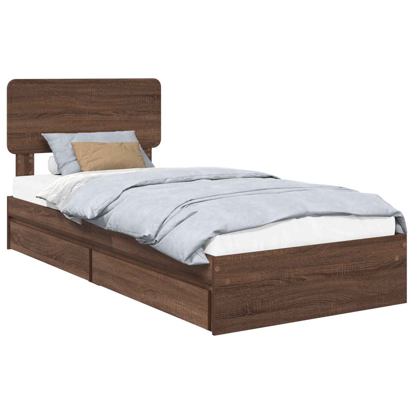 Storage Bed with Drawer Brown Oak 75 x 190 cm Engineered Wood