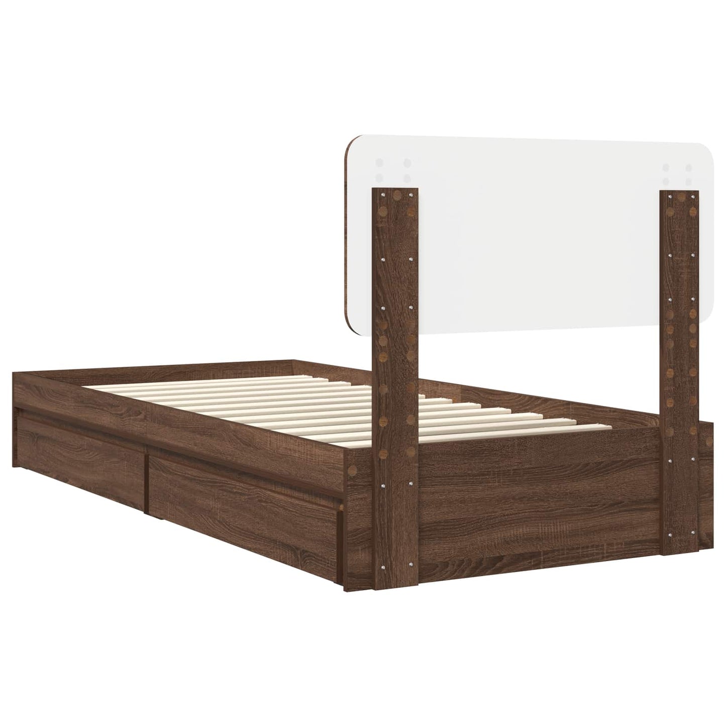 Storage Bed with Drawer Brown Oak 75 x 190 cm Engineered Wood