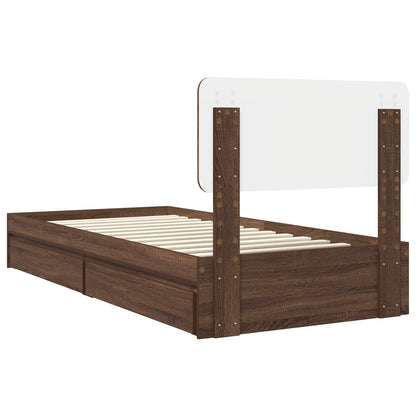 Storage Bed with Drawer Brown Oak 75 x 190 cm Engineered Wood