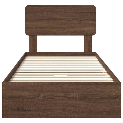 Storage Bed with Drawer Brown Oak 75 x 190 cm Engineered Wood
