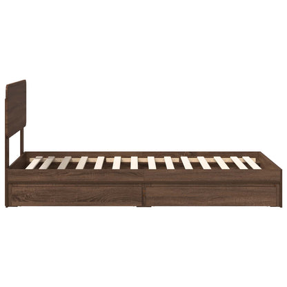 Storage Bed with Drawer Brown Oak 75 x 190 cm Engineered Wood