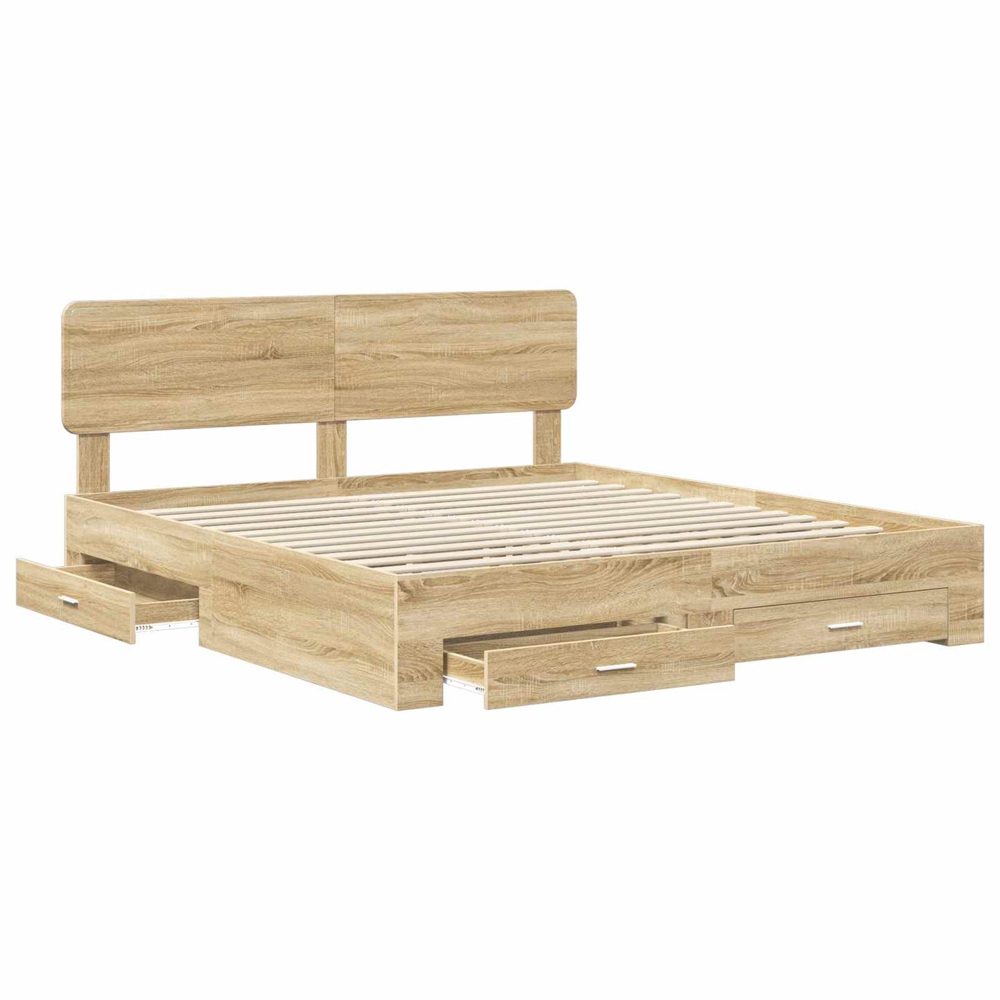 Bed Frame with Drawer Sonoma Oak 200 x 200 cm Engineered Wood