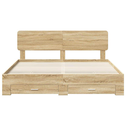 Bed Frame with Drawer Sonoma Oak 200 x 200 cm Engineered Wood