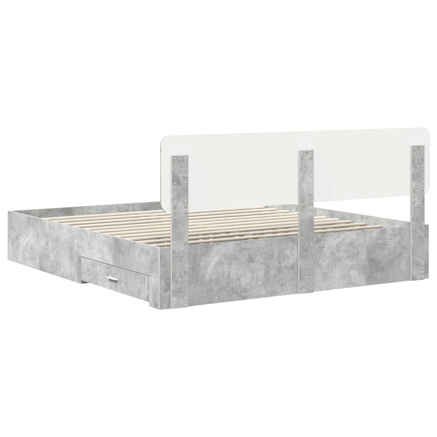 Bed Frame Concrete Grey 200 x 200 cm Engineered Wood