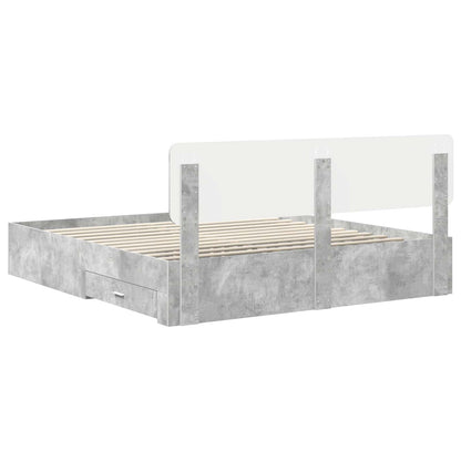 Bed Frame Concrete Grey 200 x 200 cm Engineered Wood