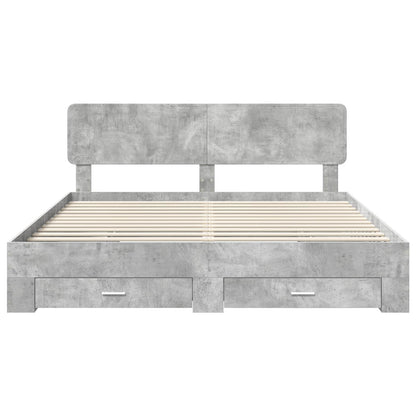Bed Frame Concrete Grey 180 x 200 cm Engineered Wood