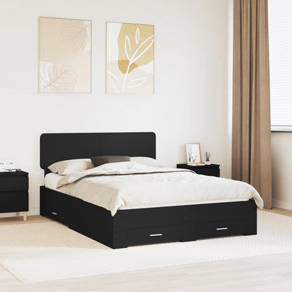 Bed Frame with Headboard Black 160 x 200 cm Engineered Wood
