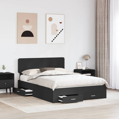 Bed Frame with Headboard Black 160 x 200 cm Engineered Wood