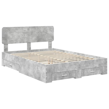 Bed Frame Concrete Grey 160 x 200 cm Engineered Wood