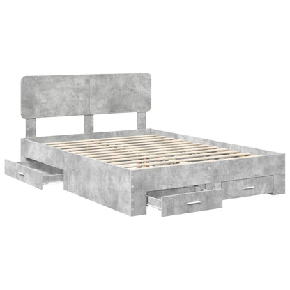 Bed Frame Concrete Grey 160 x 200 cm Engineered Wood