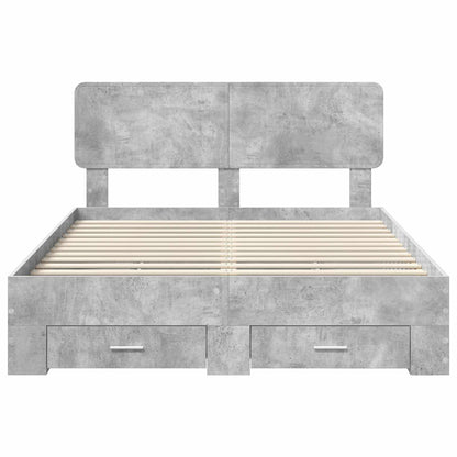 Bed Frame Concrete Grey 160 x 200 cm Engineered Wood