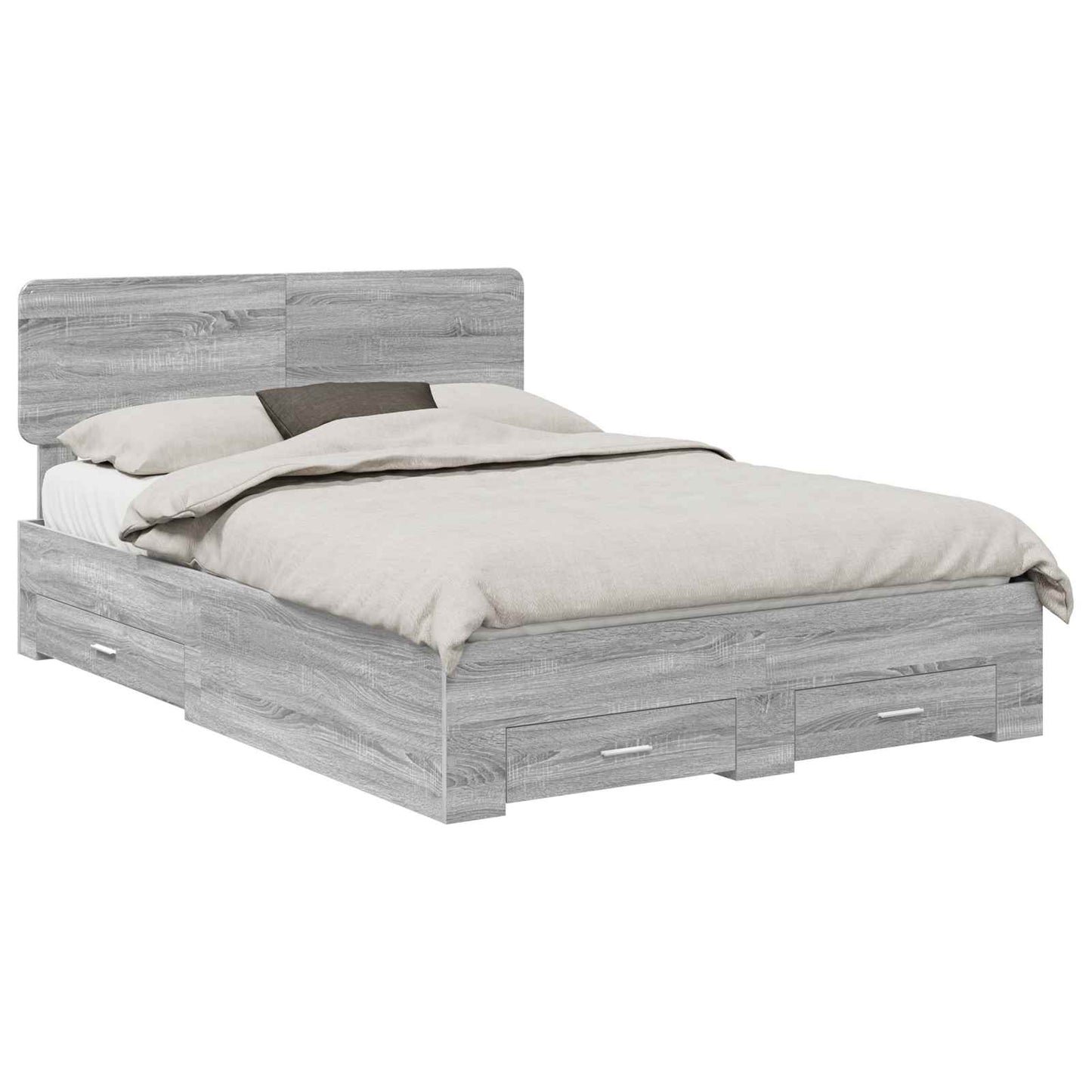 Bed Frame with Drawer Grey Sonoma 150 x 200 cm Engineered Wood