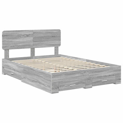 Bed Frame with Drawer Grey Sonoma 150 x 200 cm Engineered Wood