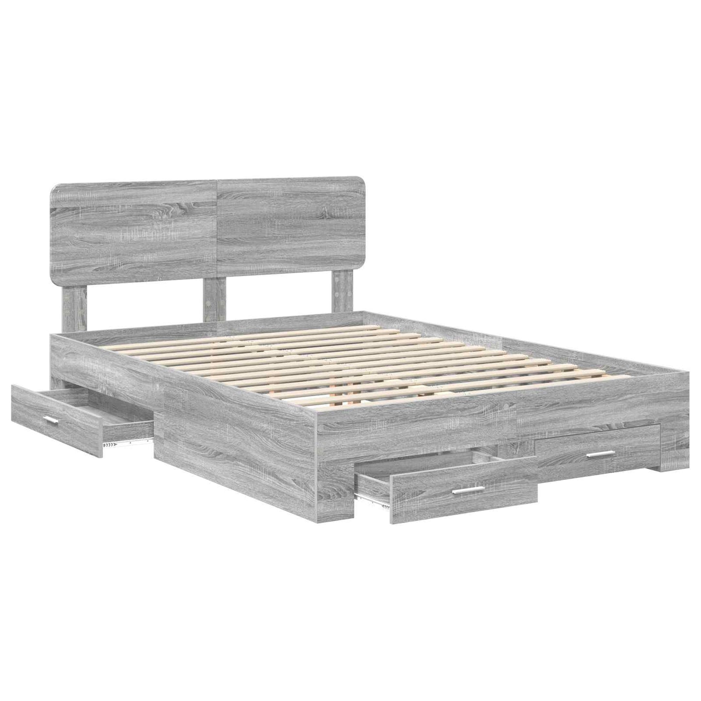 Bed Frame with Drawer Grey Sonoma 150 x 200 cm Engineered Wood