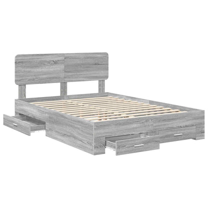 Bed Frame with Drawer Grey Sonoma 150 x 200 cm Engineered Wood