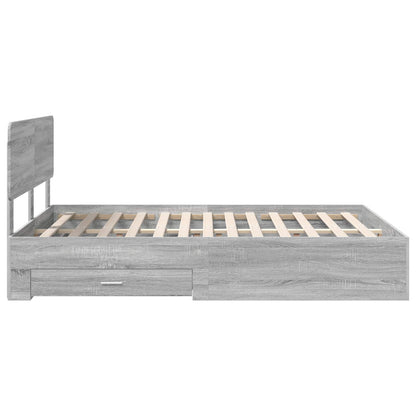 Bed Frame with Drawer Grey Sonoma 150 x 200 cm Engineered Wood
