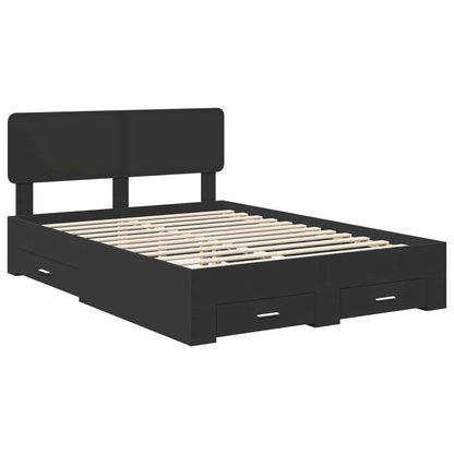 Bed Frame with Headboard Black 140 x 200 cm Engineered Wood