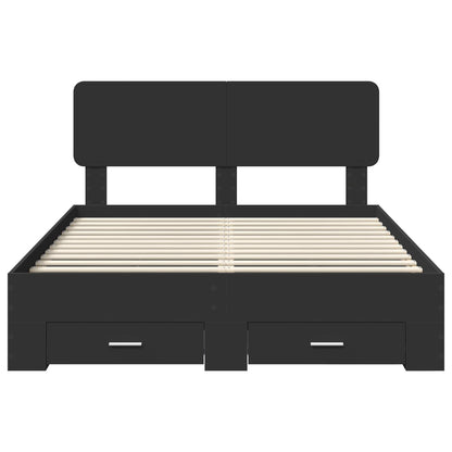 Bed Frame with Headboard Black 140 x 200 cm Engineered Wood