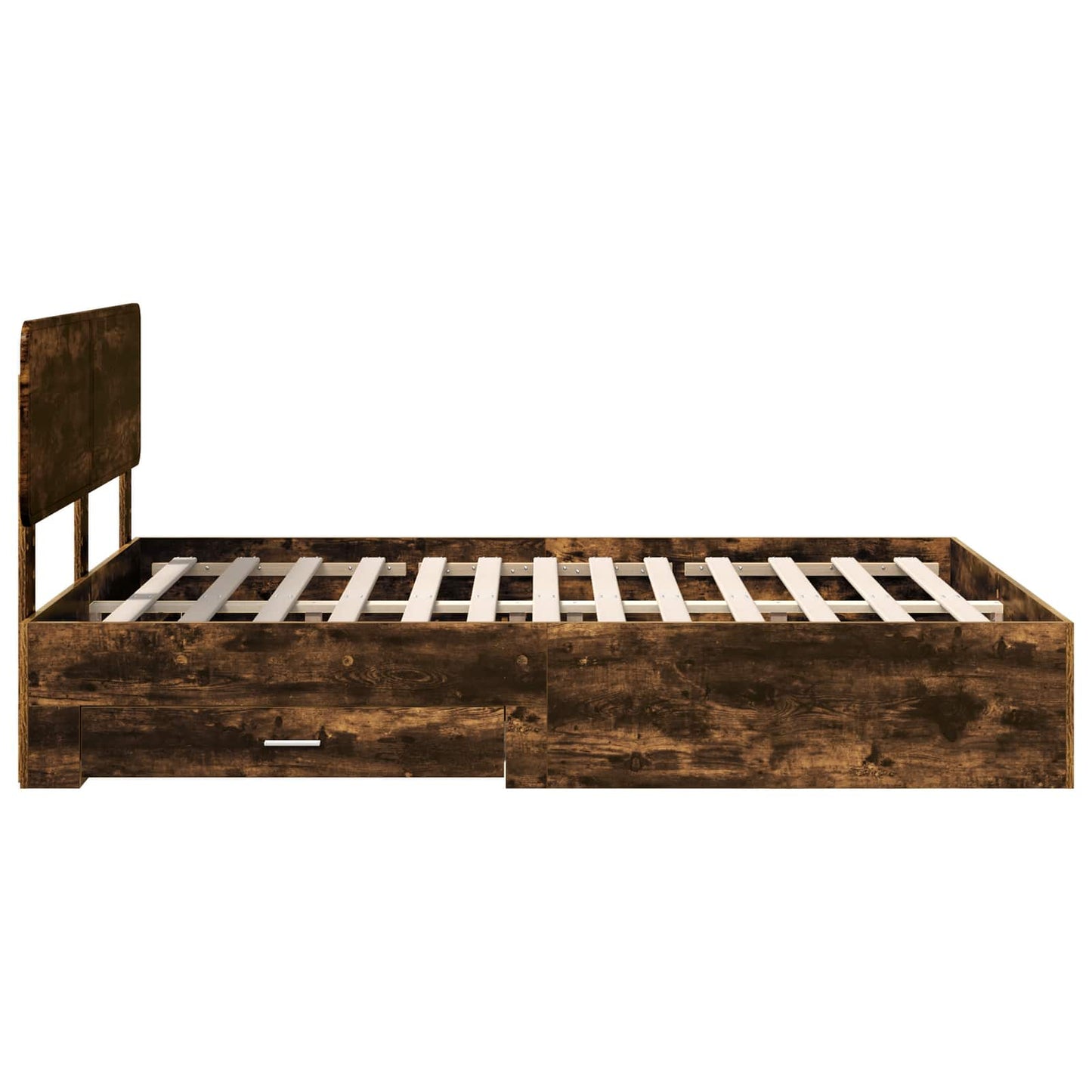 Bed Frame with Drawer Smoked Oak 140 x 200 cm Engineered Wood