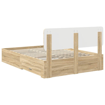 Bed Frame with Drawer Sonoma Oak 140 x 190 cm Engineered Wood
