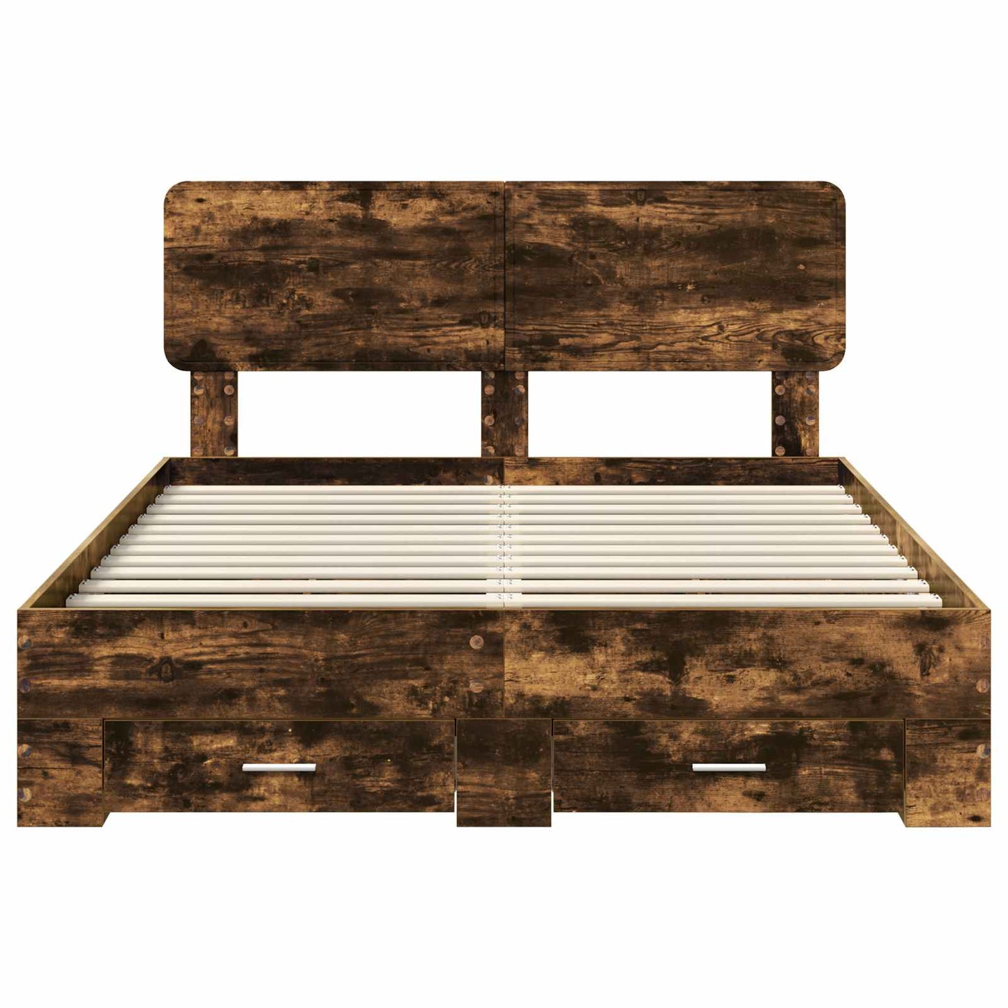 Bed Frame with Drawer Smoked Oak 140 x 190 cm Engineered Wood