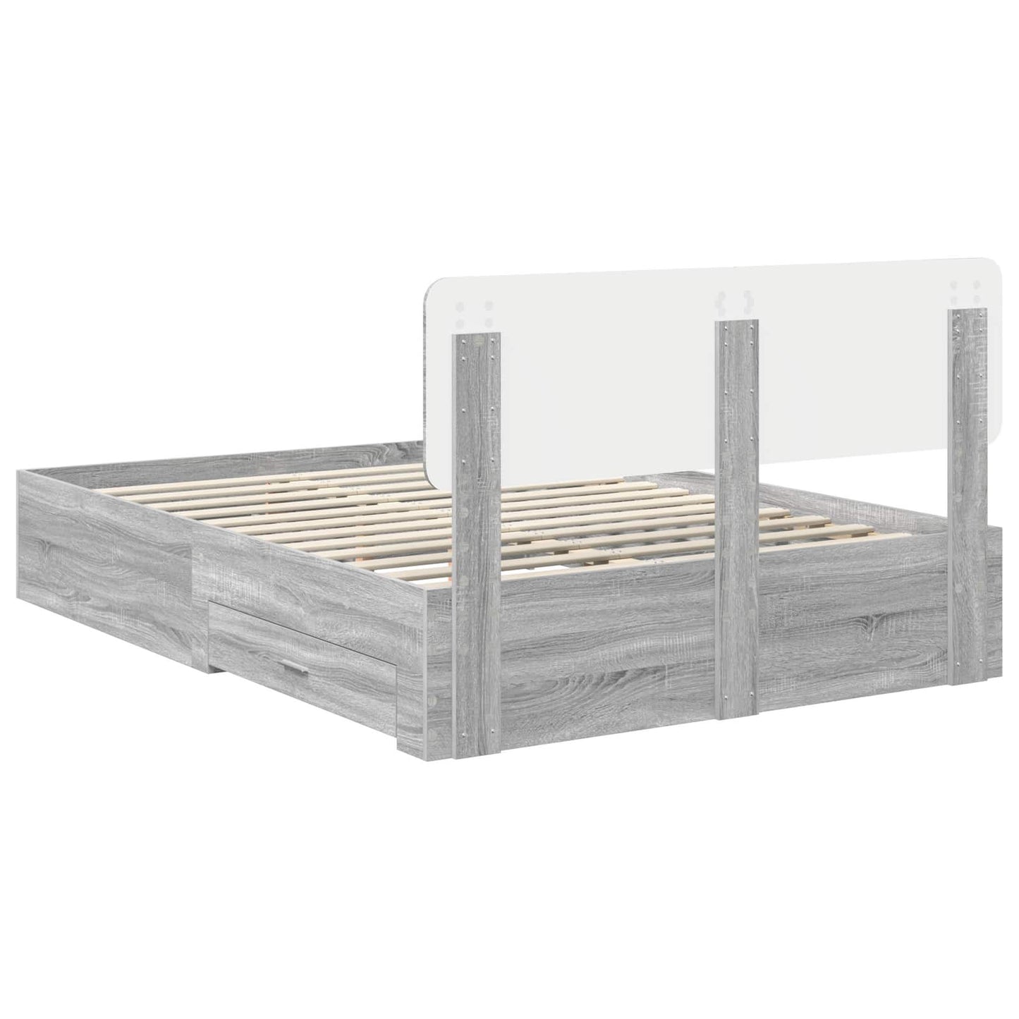 Bed Frame with Drawer Grey Sonoma 140 x 190 cm Engineered Wood