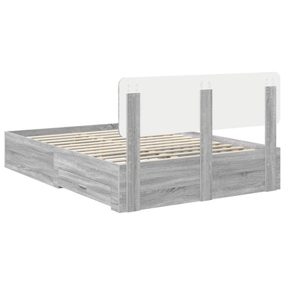 Bed Frame with Drawer Grey Sonoma 140 x 190 cm Engineered Wood