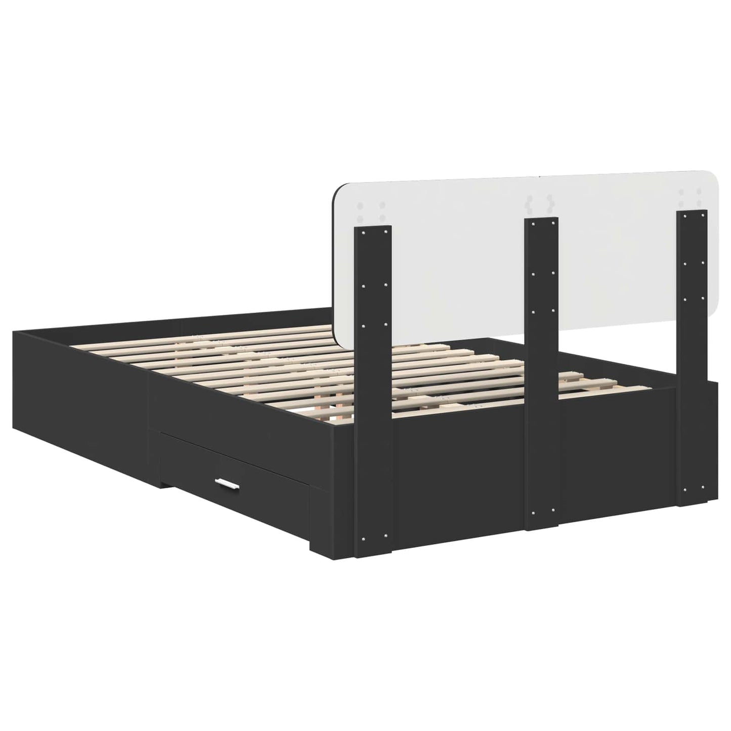 Bed Frame with Headboard Black 135 x 190 cm Engineered Wood