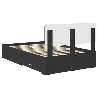 Bed Frame with Headboard Black 135 x 190 cm Engineered Wood