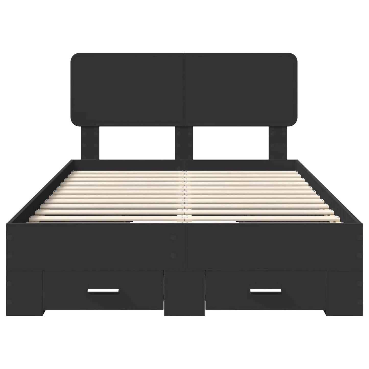 Bed Frame with Headboard Black 135 x 190 cm Engineered Wood