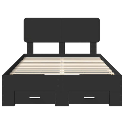 Bed Frame with Headboard Black 135 x 190 cm Engineered Wood