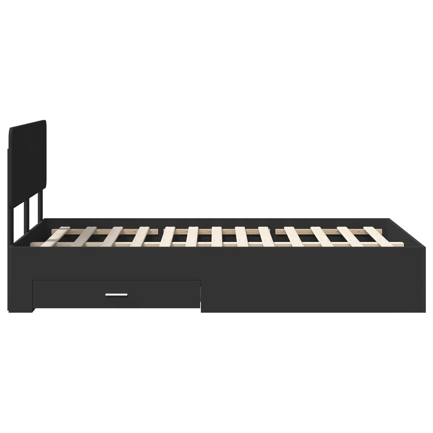 Bed Frame with Headboard Black 135 x 190 cm Engineered Wood