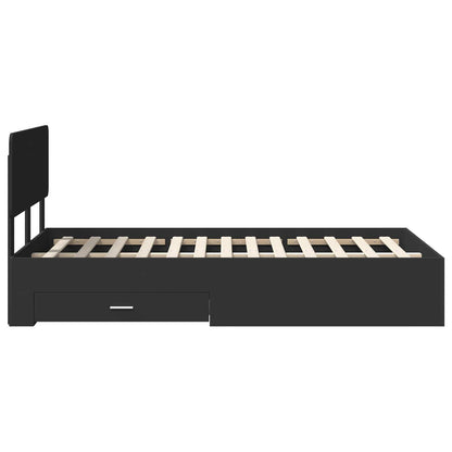 Bed Frame with Headboard Black 135 x 190 cm Engineered Wood