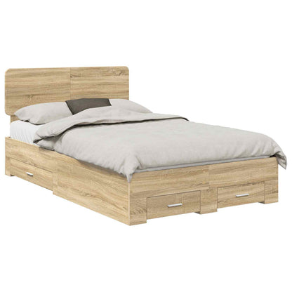 Bed Frame with Drawer Sonoma Oak 135 x 190 cm Engineered Wood