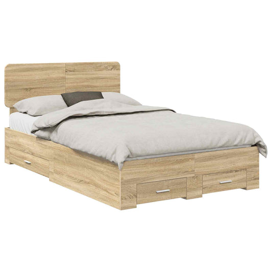 Bed Frame with Drawer Sonoma Oak 135 x 190 cm Engineered Wood