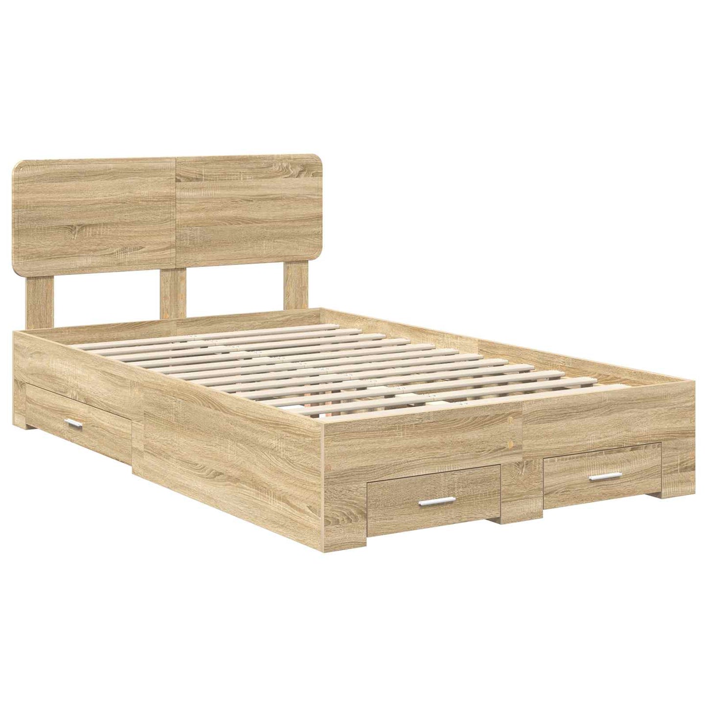 Bed Frame with Drawer Sonoma Oak 135 x 190 cm Engineered Wood