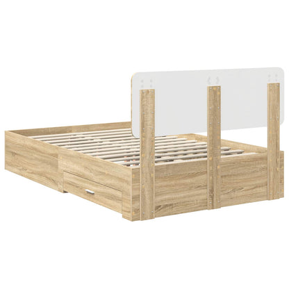 Bed Frame with Drawer Sonoma Oak 135 x 190 cm Engineered Wood
