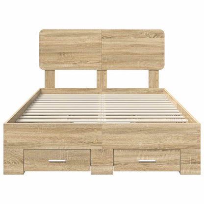 Bed Frame with Drawer Sonoma Oak 135 x 190 cm Engineered Wood