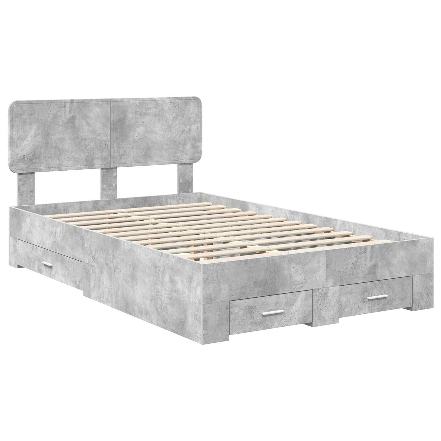 Bed Frame Concrete Grey 135 x 190 cm Engineered Wood