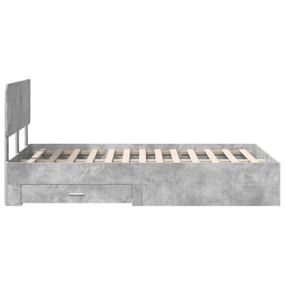 Bed Frame Concrete Grey 135 x 190 cm Engineered Wood