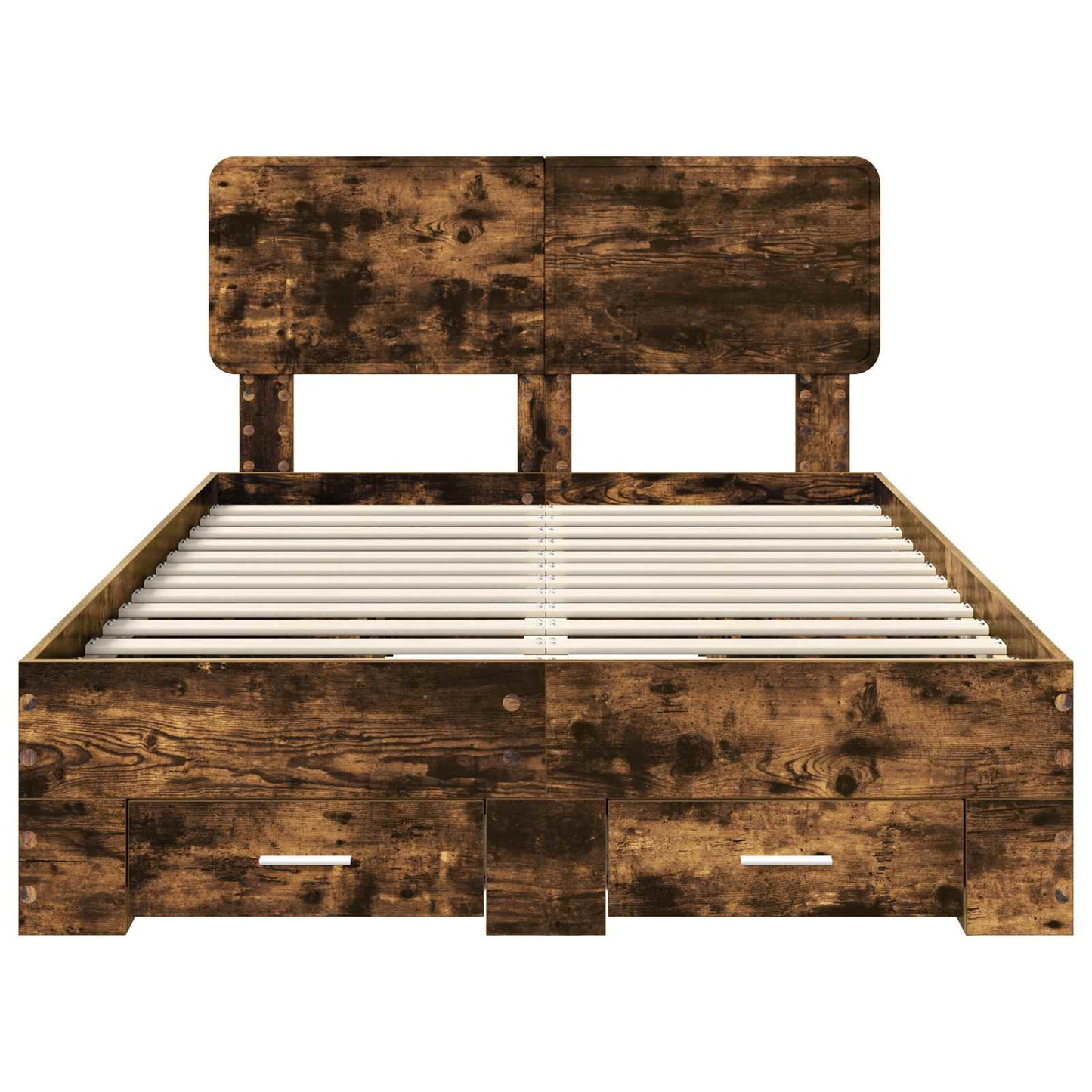 Bed Frame with Drawer Smoked Oak 135 x 190 cm Engineered Wood