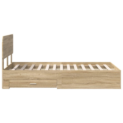 Bed Frame with Drawer Sonoma Oak 120 x 200 cm Engineered Wood