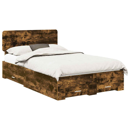 Bed Frame with Drawer Smoked Oak 120 x 200 cm Engineered Wood