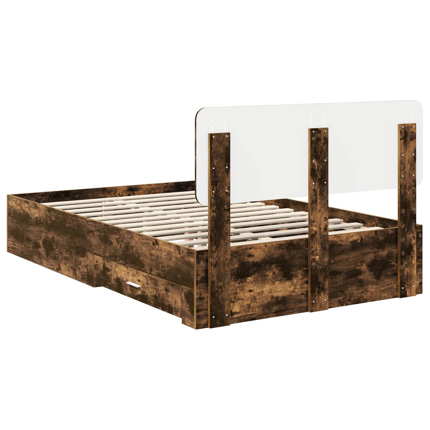 Bed Frame with Drawer Smoked Oak 120 x 200 cm Engineered Wood