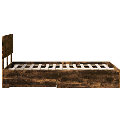 Bed Frame with Drawer Smoked Oak 120 x 200 cm Engineered Wood