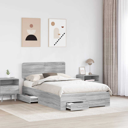 Bed Frame with Drawer Grey Sonoma 120 x 200 cm Engineered Wood
